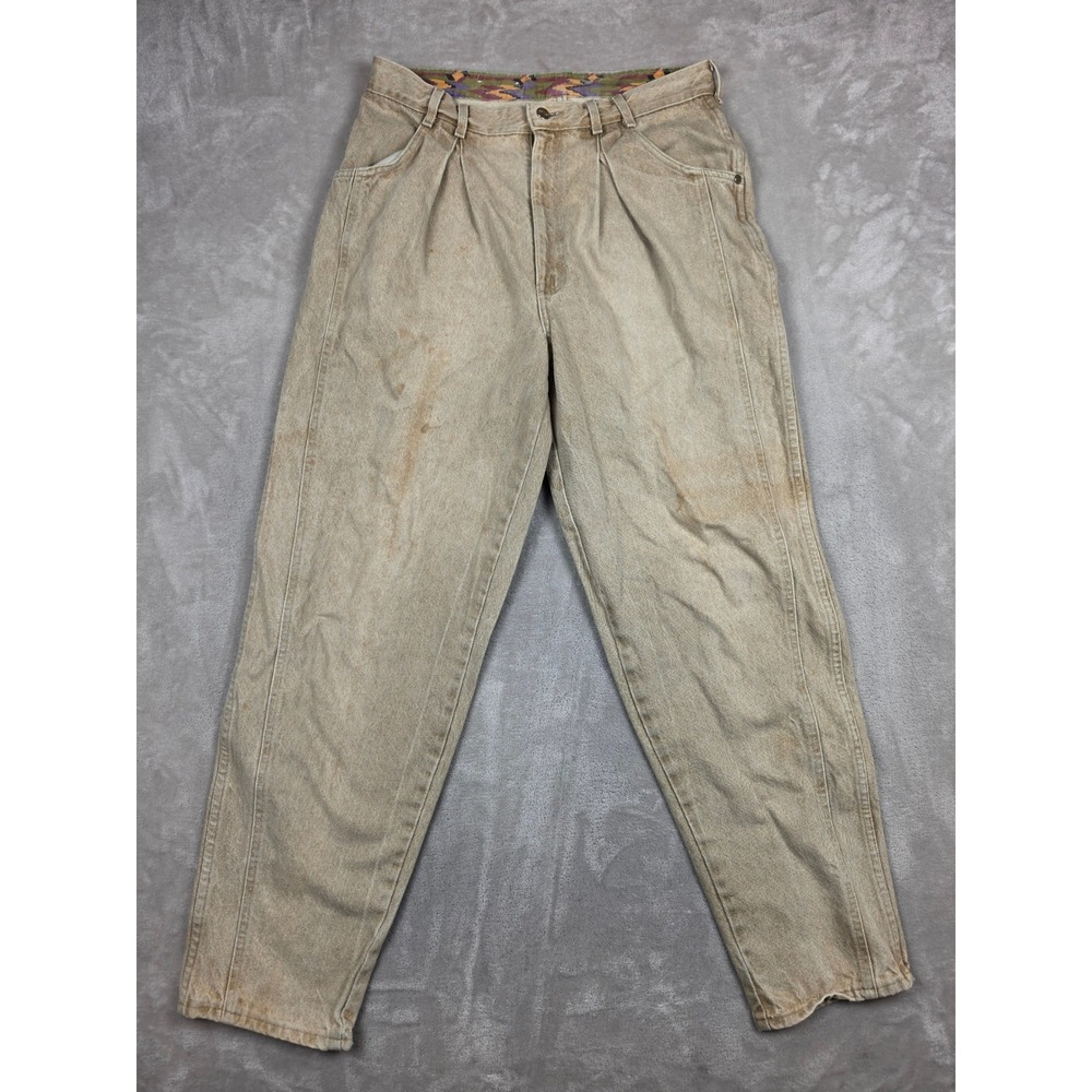 Vintage Cotler Blues Alley Pleated Jeans Mens 36x32 Fit 34x32 Tan USA Made Talon